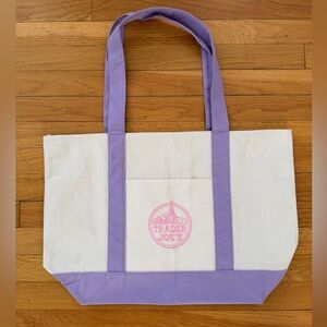 2026 Trader Joe’s Lavender & Cream Canvas Tote Bag- Large